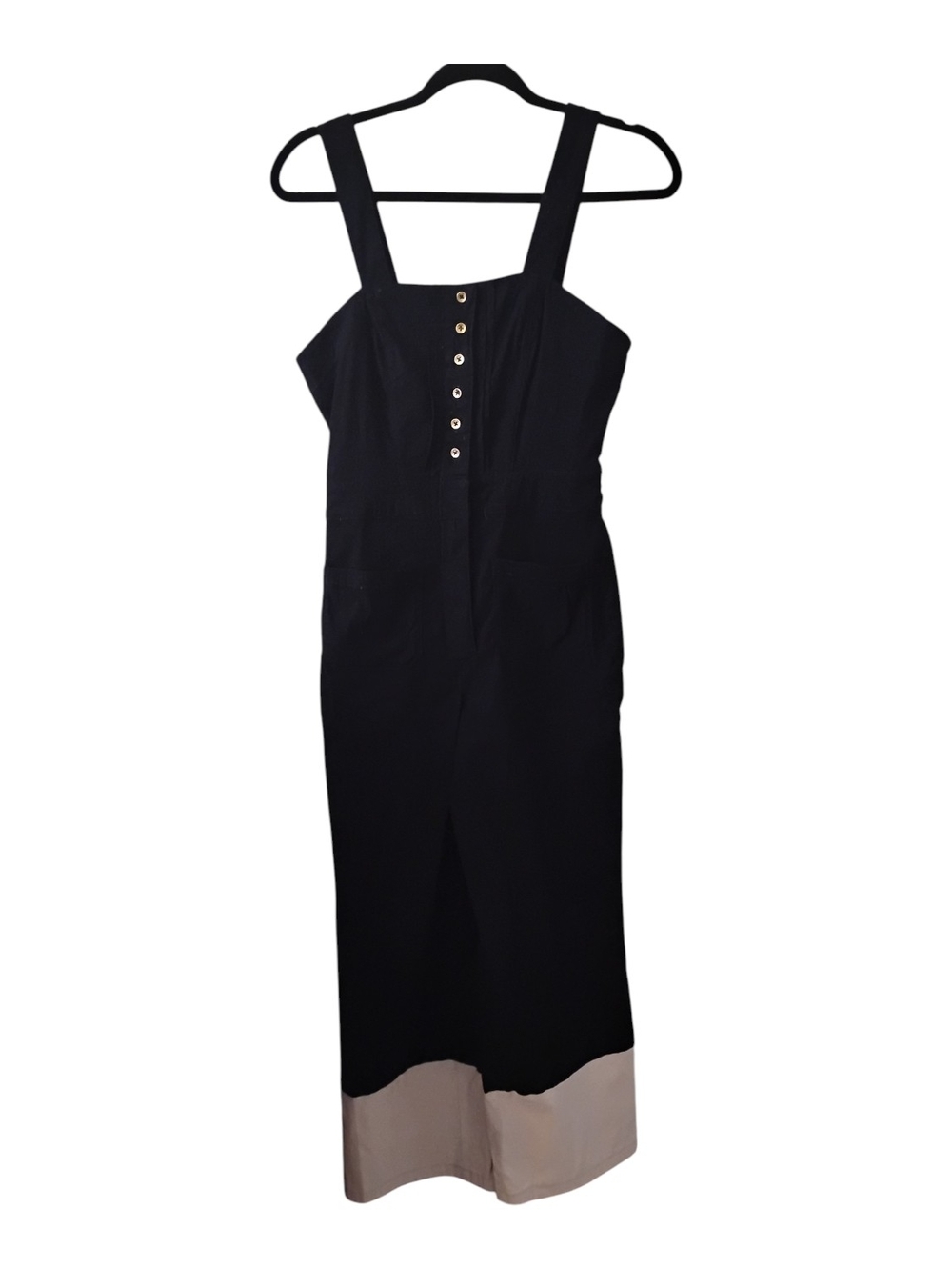 Anthropologie Maeve Colette Black and Cream Label Detail Jumpsuit Size 2